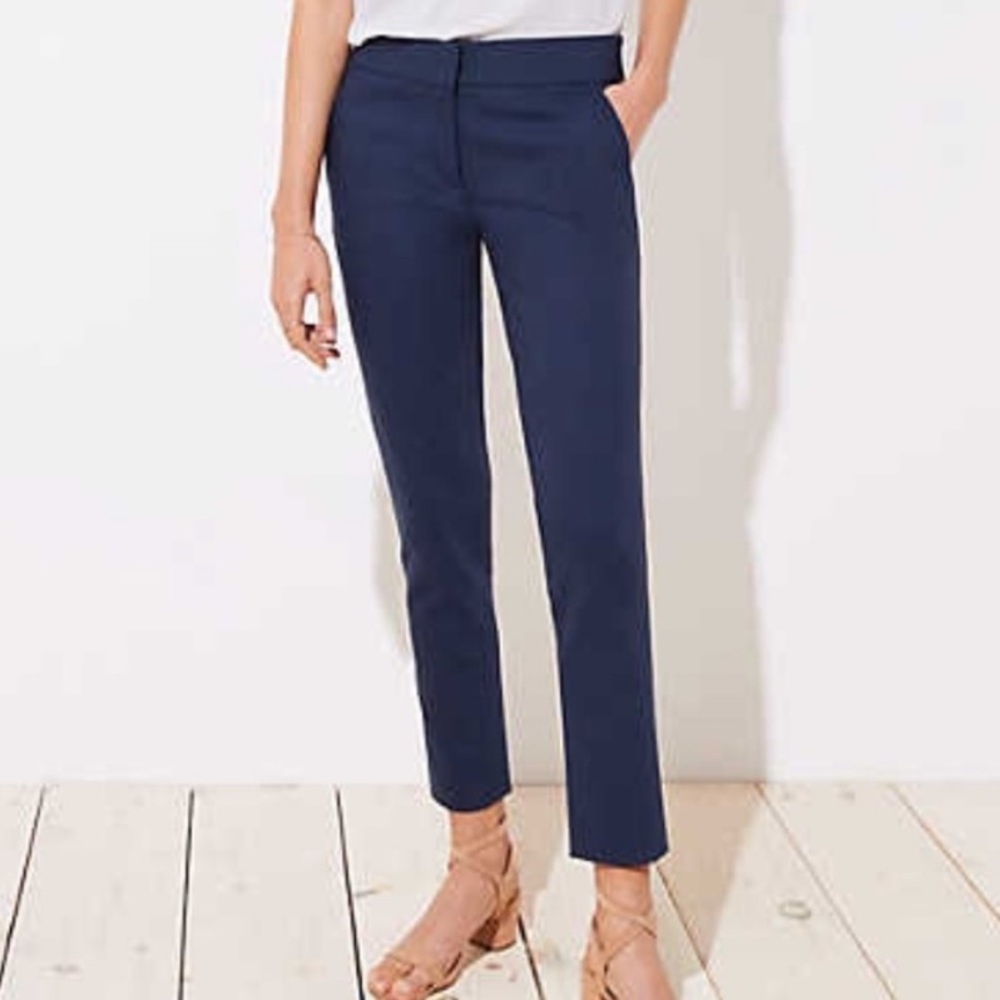 LOFT Marissa Skinny Fit Ankle Pants in Navy Blue